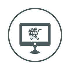 Online, shopping icon. Gray vector sketch
