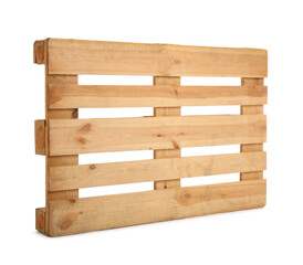Wooden pallet isolated on white. Transportation and storage