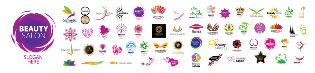A set of vector logos of a beauty salon on a white background
