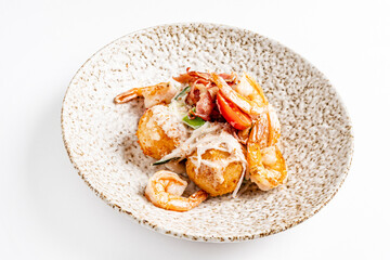 fried shrimps with cheese, top view