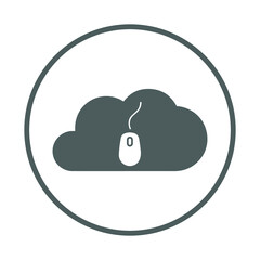 Cloud computing, online storage icon. Gray vector sketch.