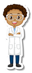 Fototapeta premium Scientist boy cartoon character sticker