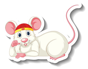 White rat in chinese costume cartoon character
