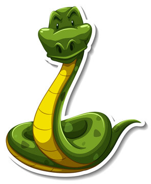 Snake cartoon character on white background