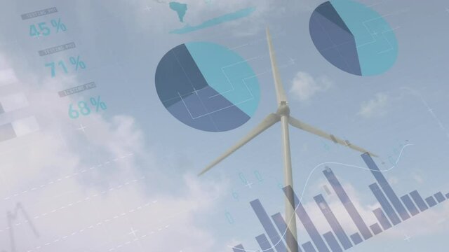 Animation of statistics processing over wind turbine