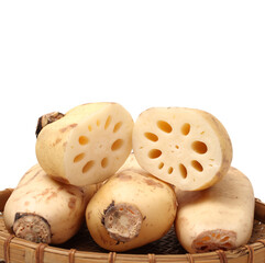 Lotus root on the white background