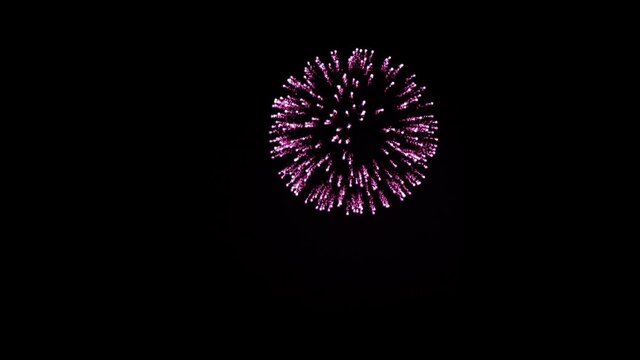 Fireworks explosion on black background 4k footage