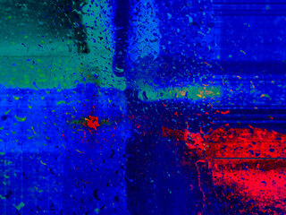 Abstract background in red, green and blue, with a spectacular rhythm and inserts. A surreal image in a modern style. For your wallpapers, art projects and wo