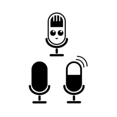 Collection of microphone icons in simple style. Vector illustration
