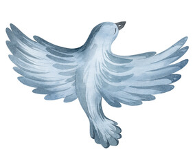 watercolor illustration. Wild Australian animals and birds.