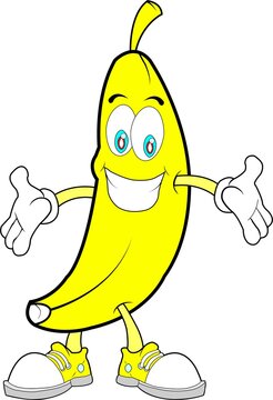 Banana yellow smile happy, art vector cartoon fun
