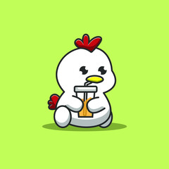 chicken rooster drinking orange juice