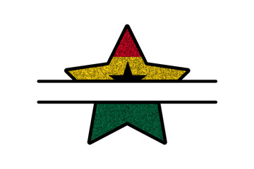 Bright glitter star- template in colors of national flag. Ghana