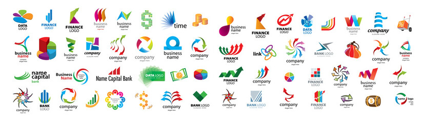 A set of vector logos of banks and finance on a white background - 472364987