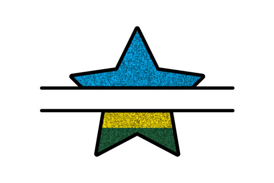 recommend clip art: Bright glitter star- template in colors of national flag. Rwanda
