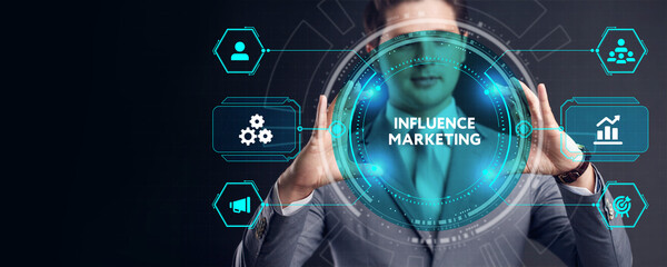 Influencer marketing concept. Business, Technology, Internet and network concept.