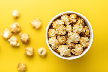 Sweet caramel popcorn in cup