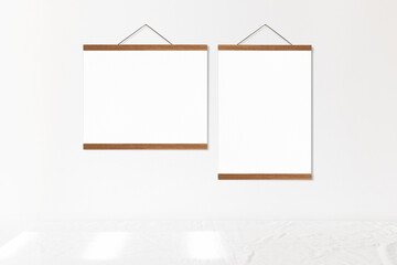 Set of poster hangers mockup 