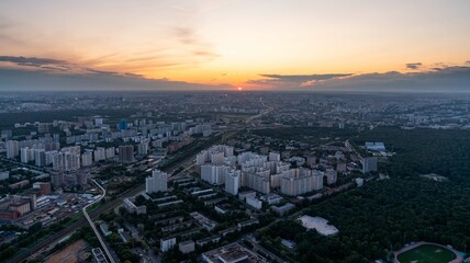 View of the evening metropolis from a great height