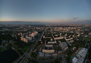 View of the evening metropolis from a great height