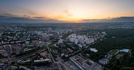 View of the evening metropolis from a great height