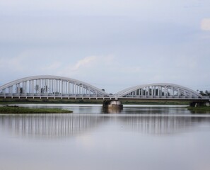 Fototapeta na wymiar historical world war two bridge over the river
