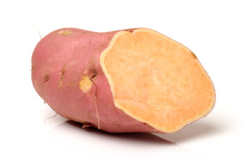 sweet potatoes on the white background