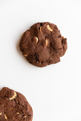 Chocolate chip cookies on a white background