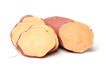 sweet potatoes on the white background