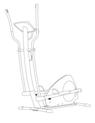 Obraz premium Running machine contour from black lines isolated on white background. Perspective view. Vector illustration
