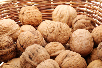 walnuts on wooden background