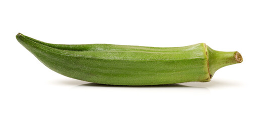 Fresh young okra isolated on white background