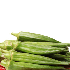 Fresh young okra isolated on white background