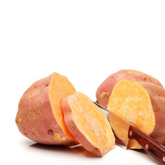 sweet potatoes on the white background