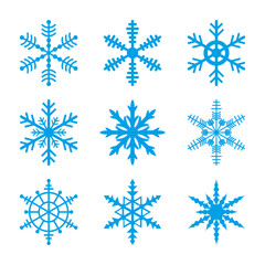 Set of snowflakes. Vector icons isolated on white background.