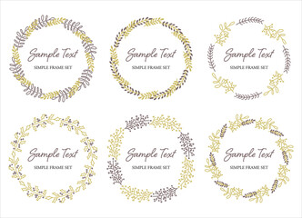 シンプルなボタニカル円フレーム　暖色　1