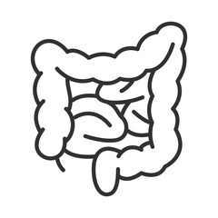 Human stomach bowel line icon vector illustration. Monochrome logo digestive tract, intestines