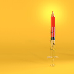 pencil inside a syringe.