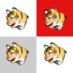 水彩色鉛筆風の手描きの寅