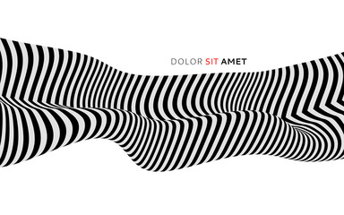 Black and white design. Pattern with optical illusion. Abstract 3D geometrical background. Vector illustration.