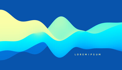 3D abstract wavy background with modern gradient colors. Motion sound wave. Vector illustration for banner, flyer, brochure, booklet, presentation or websites design.