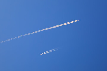 Passenger planes high in the sky
