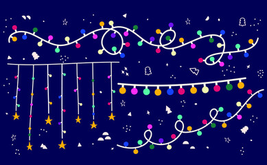Obraz na płótnie Canvas Vector of the Christmas lights bundle