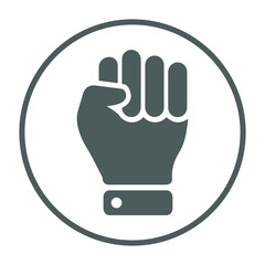 Hand, power, strong icon. Gray vector sketch.