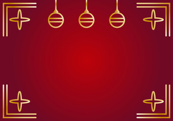 Fondo rojo con bola de navidad y estrella dorada.