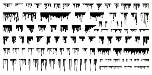 Collection of black smudges isolated on white background.