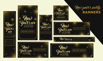 New Year Evening Party Event Offer Website Banners, Google Adsense, Instagram Post & Stories Feed