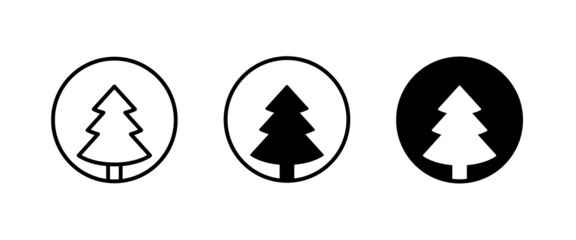 Christmas tree. Tree icon in flat design. Xmas cartoon background. merry spruce fir. Winter illustration isolated on white. Pine