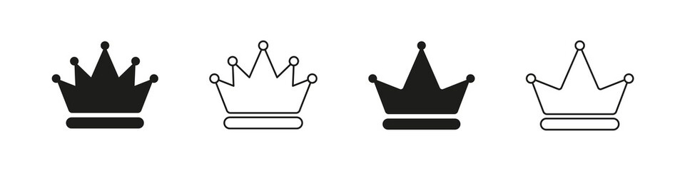 Crown icon vector set. Royal king sign. Kingdom royal crown symbol. Winner imperial icon isolated on white background.