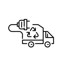 Green energy electric truck. Pixel perfect, editable stroke icon